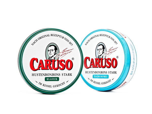 CARUSO Klassik und CARUSO Zuckerfrei Dosen nebeneinander
